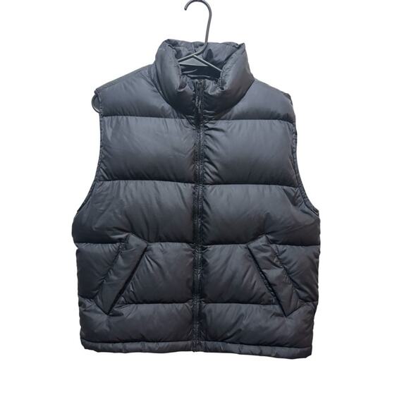 Land's End 100% Goose Down Vest Puffer Black Quilted Snap Button Women's Medium - Picture 1 of 8